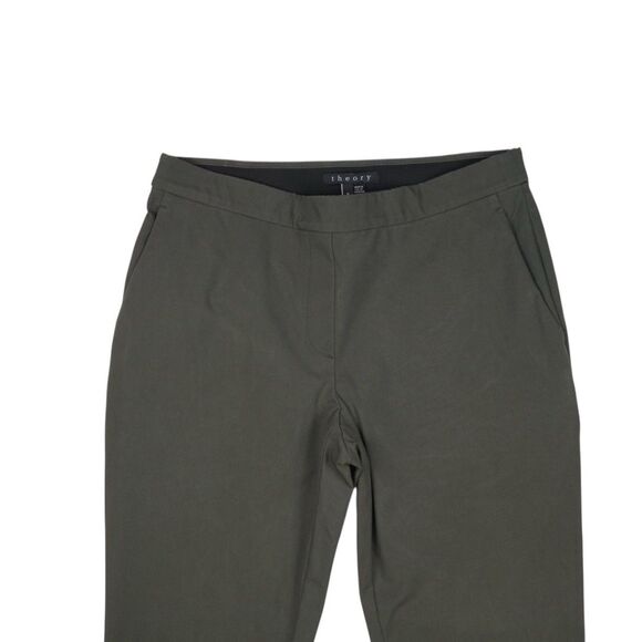 Theory Thaniel Approach Army Green Stretch Pants Pockets Size 6 - Picture 5 of 6